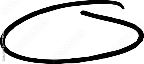 Hand-drawn black circle doodle made with a brush stroke
