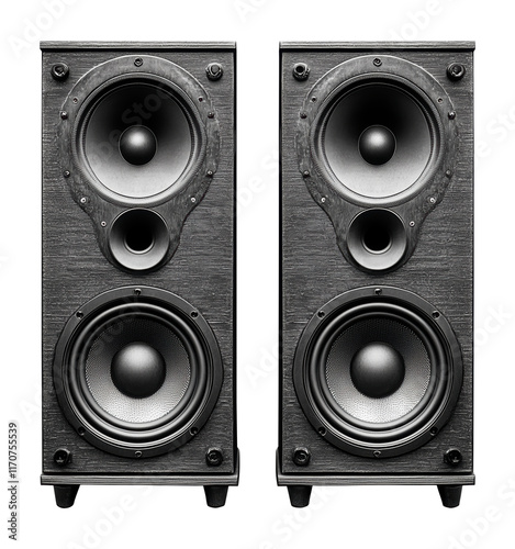 High fidelity stereo speakers for home music enjoyment against a transparent background, speakers png image