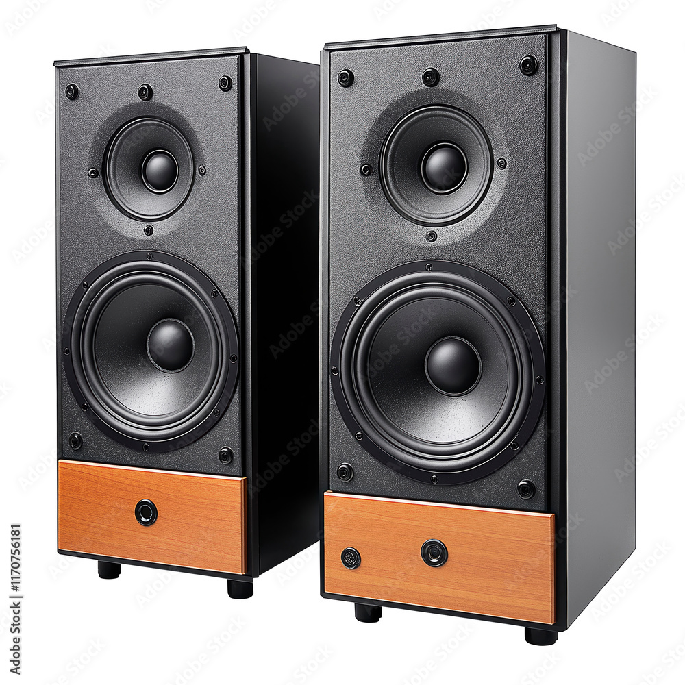 Fototapeta premium High-tech stereo speakers for music enthusiasts against a transparent background, speakers png image