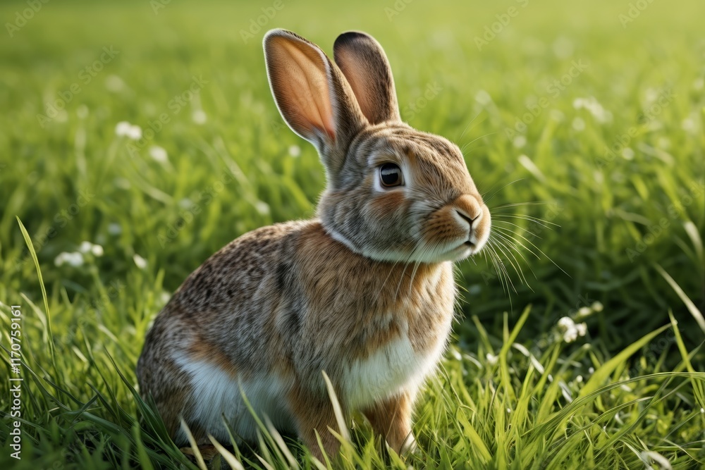 there is a rabbit that is sitting in the grass there is a rabbit that is sitting in the grass