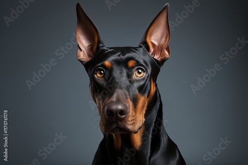 arafed dog with ears that are pointed up and a black background