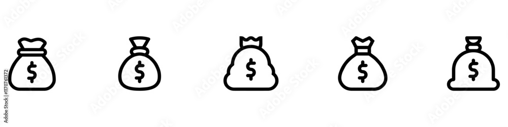 Money bag icon. Bag with money. Vector Illustration. EPS 10 Money bag icon. Bag with money. Vector Illustration. EPS 10