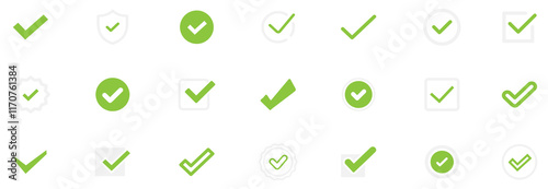Check mark icon. Check mark vector icon. Checkmark Illustration. Vector symbols set ,green checkmark isolated on white background. Correct vote choise isolated symbol. Vector Illustration. EPS 10