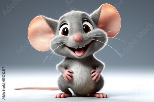 cartoon mouse sitting on the floor with his paws crossed
