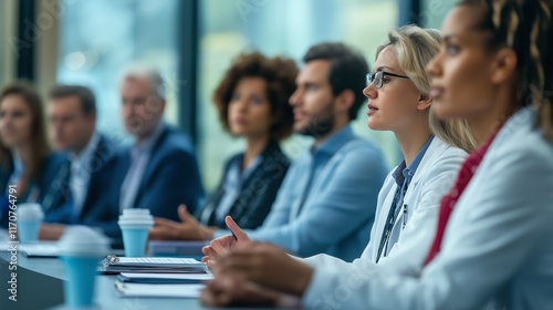 Wallpaper Mural panel discussion at an international medical conference, with experts debating ethical issues in modern healthcare Torontodigital.ca