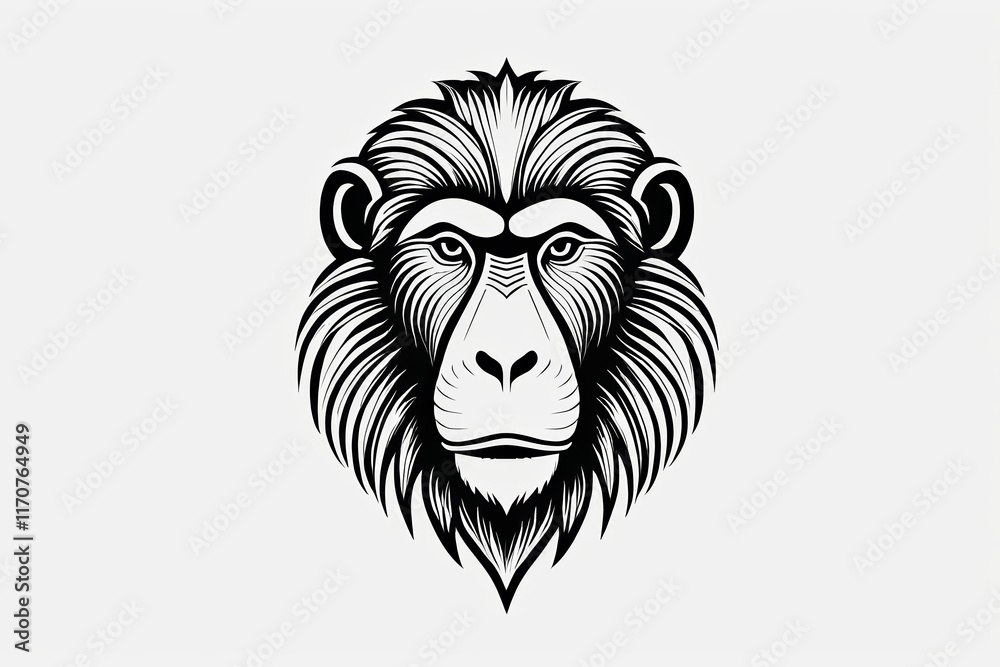 Obraz premium a black and white drawing of a monkey ' s face