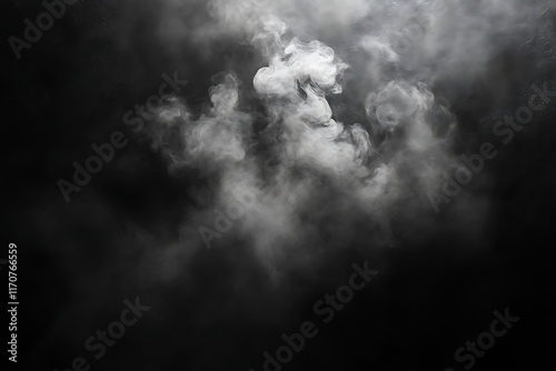 White smoke swirls on black background.