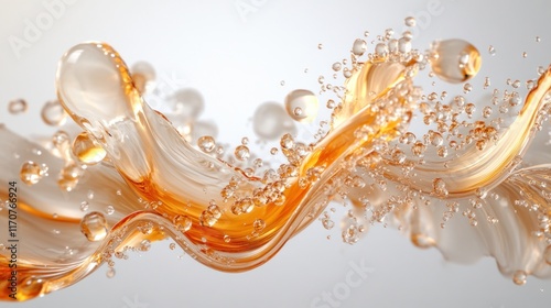 Wallpaper Mural A dynamic, ultra-realistic splash of golden liquid oil, captured mid-motion, with intricate details of droplets and flowing arcs Torontodigital.ca