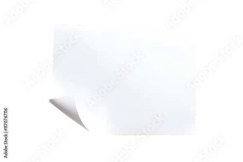 A crisp white paper sheet partially curled at the corner, isolated on white background, transparent, png. photo