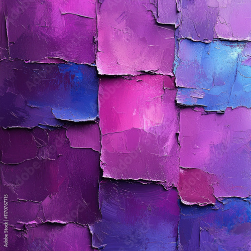 Textured purple and blue abstract painting with thick impasto layers. photo