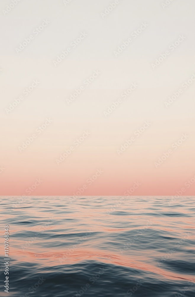 Obraz premium A calm ocean with a pink sky in the background