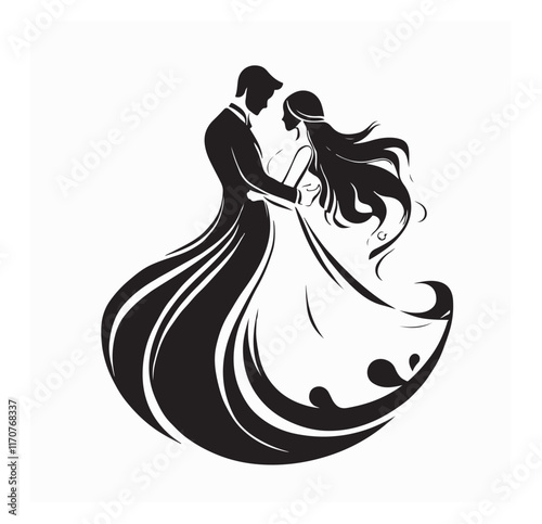 Groom and bride logo vector. Wedding logo design template isolated on white background.
