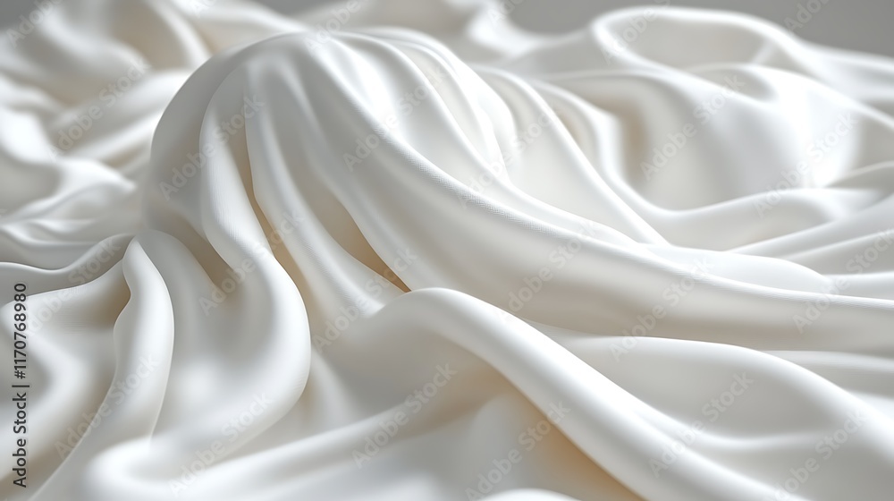 Draped white silk fabric with soft folds and curves. Draped white silk fabric with soft folds and curves.