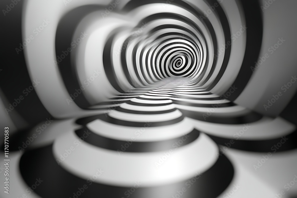 Obraz premium Abstract black and white spiral tunnel.