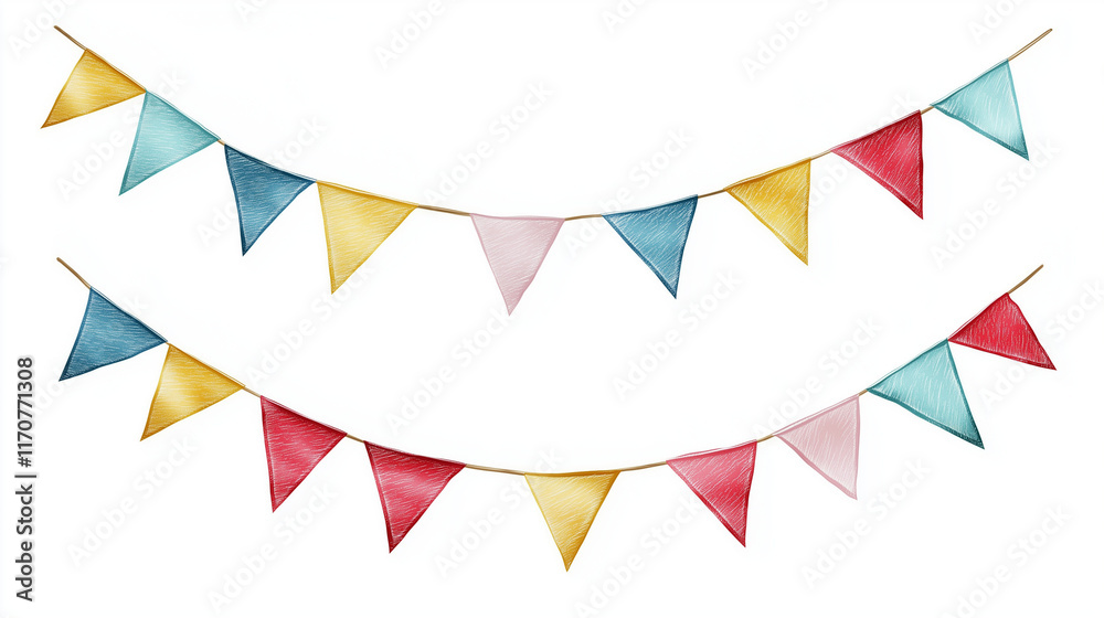 Fototapeta premium Colorful party flags on white background
