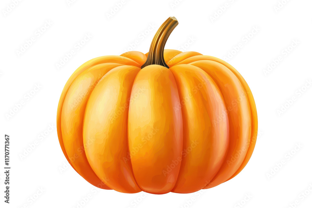 Fototapeta premium A vibrant orange pumpkin with a curved, ridged surface and a sturdy stem.