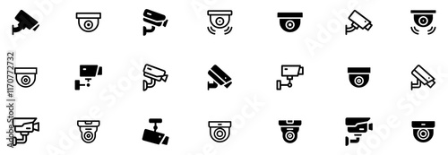 Security camera icon. CCTV vector icon set. Video surveillance CCTV camera icon. Security camera. Vector Illustration. EPS 10