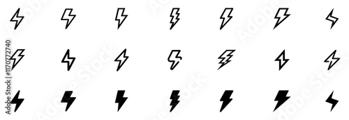 Lightning icon. Lightning set. Electric icon vector. Power icon. energy sign. Vector Illustration. EPS 10
