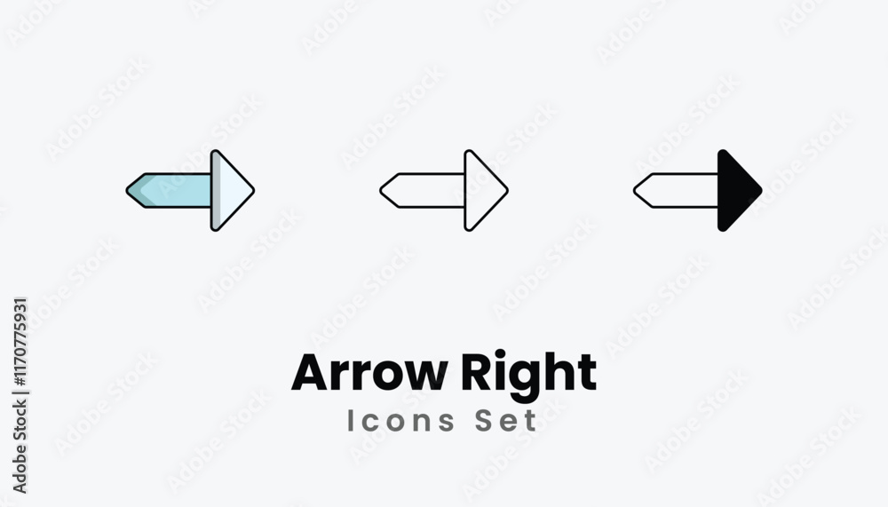 Fototapeta premium Arrow Right Icons thin line and glyph vector icon stock illustration