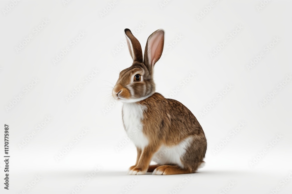 Fototapeta premium there is a rabbit that is sitting on the ground looking at something