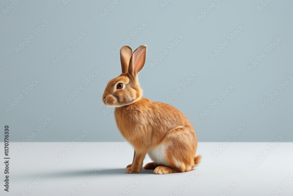 Fototapeta premium there is a brown rabbit sitting on a white surface