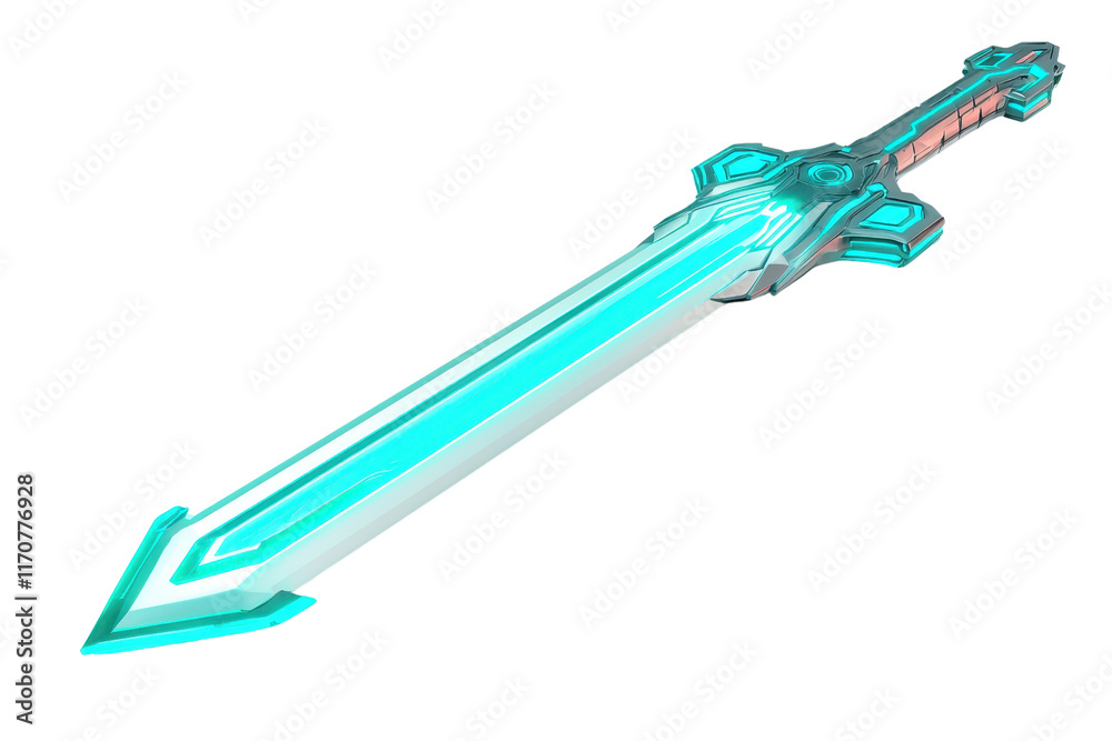 A futuristic sword featuring a sleek blade with glowing accents, characterized by a unique design and vibrant color scheme. A futuristic sword featuring a sleek blade with glowing accents, characterized by a unique design and vibrant color scheme.