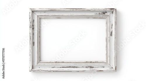 Empty antique white picture frame.