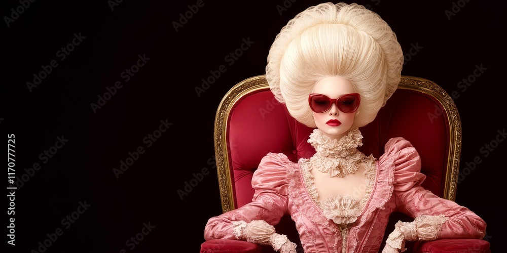 The Queen of Style: A captivating portrait of a woman with a dramatic bouffant and statement sunglasses, exuding an air of confidence and royalty. The Queen of Style: A captivating portrait of a woman with a dramatic bouffant and statement sunglasses, exuding an air of confidence and royalty.
