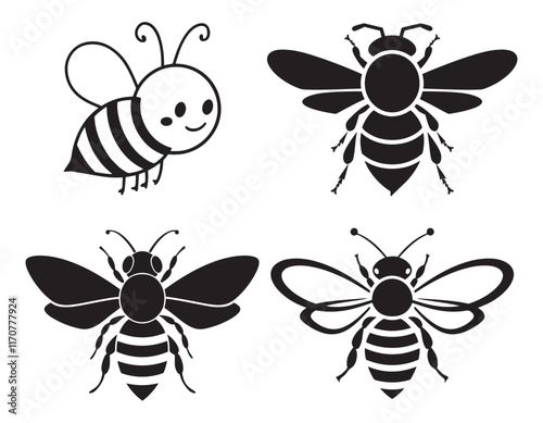 Bee silhouette icon Vector Illustrations