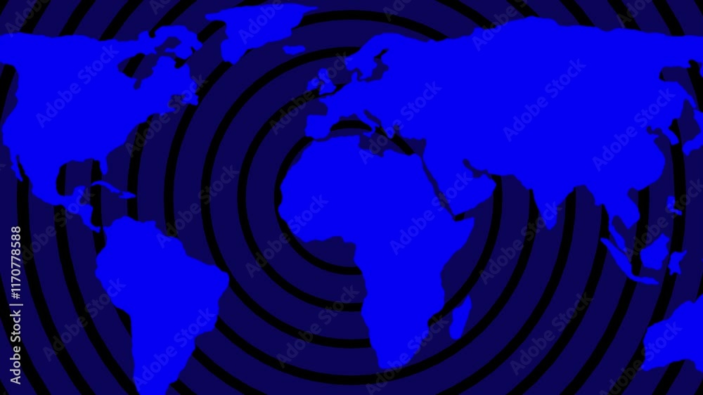 Stripe line World map Video overlay template Futuristic HUD Head up display interface template with basic geometry line animation. motion graphic video.
