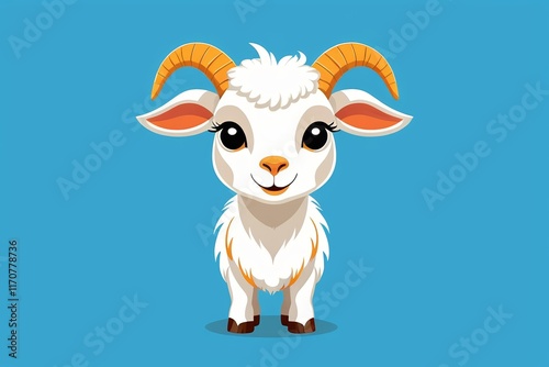 cartoon sheep with a balloon on a blue background photo