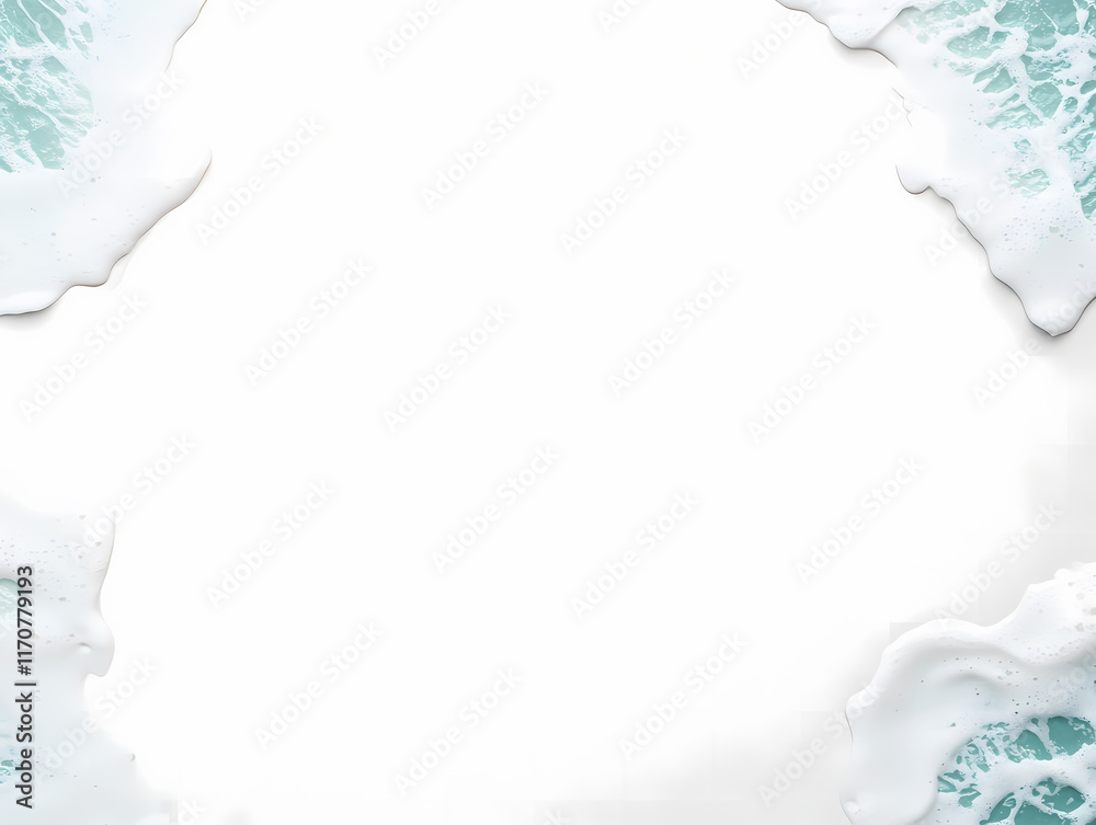 Soft, seafoam-like textures frame a bright white background. Perfect for relaxation or summer designs. Soft, seafoam-like textures frame a bright white background. Perfect for relaxation or summer designs.