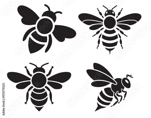 Bee silhouette. vector illustration. on white background.