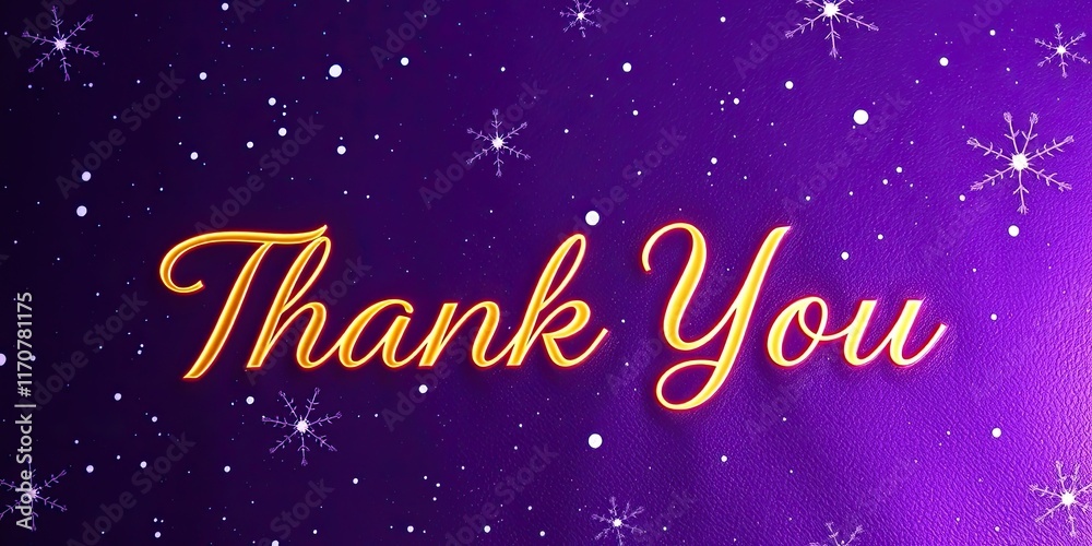A vibrant thank you banner with cursive lettering on a rich purple background and delicate snowflakes captures the spirit of gratitude this winter A vibrant thank you banner with cursive lettering on a rich purple background and delicate snowflakes captures the spirit of gratitude this winter