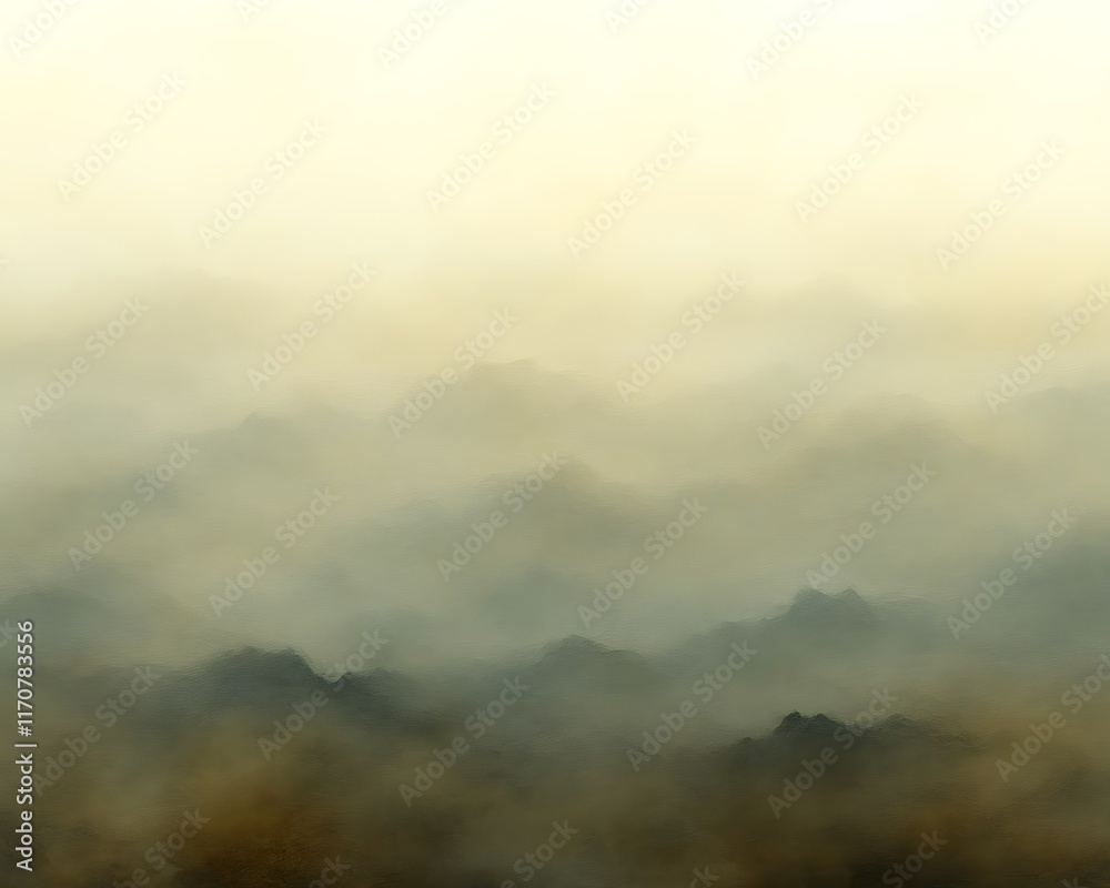 Misty mountain range at dawn. Misty mountain range at dawn.