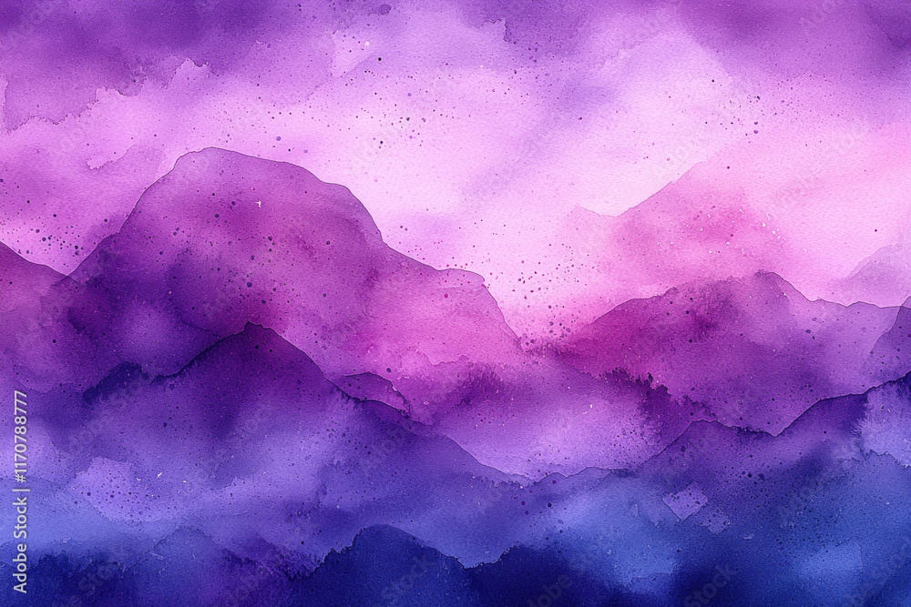 Obraz premium Purple and pink watercolor mountains.