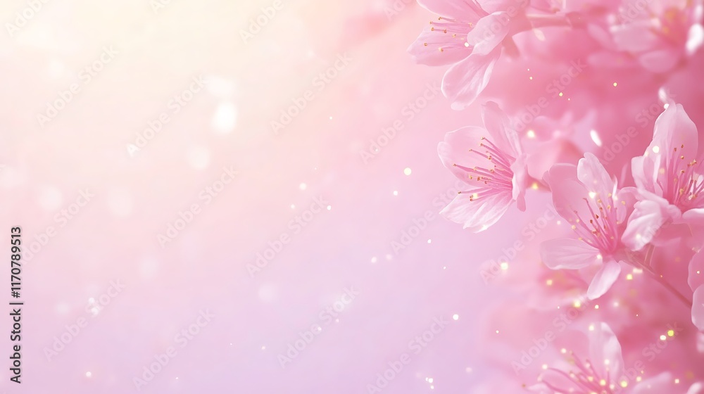 Delicate Pink Blossoms Softly Illuminated by Sunlight Delicate Pink Blossoms Softly Illuminated by Sunlight