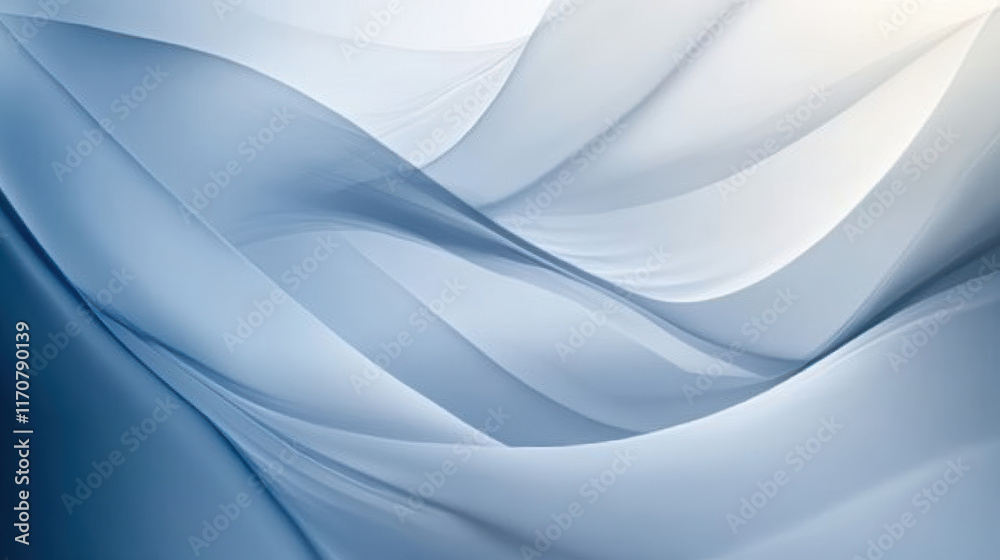 Fototapeta premium Abstract painting of soft flowing gradients, resembling silky brushstrokes, with winter tones of icy blues and whites blending into silver highlights
