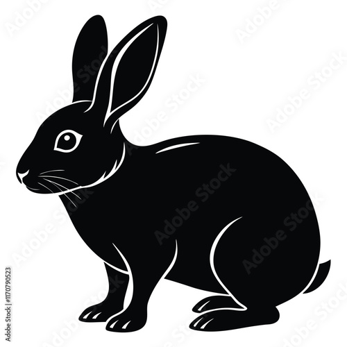 A cute cartoon bunny with fluffy white fur and long ears, an adorable Easter pet illustration