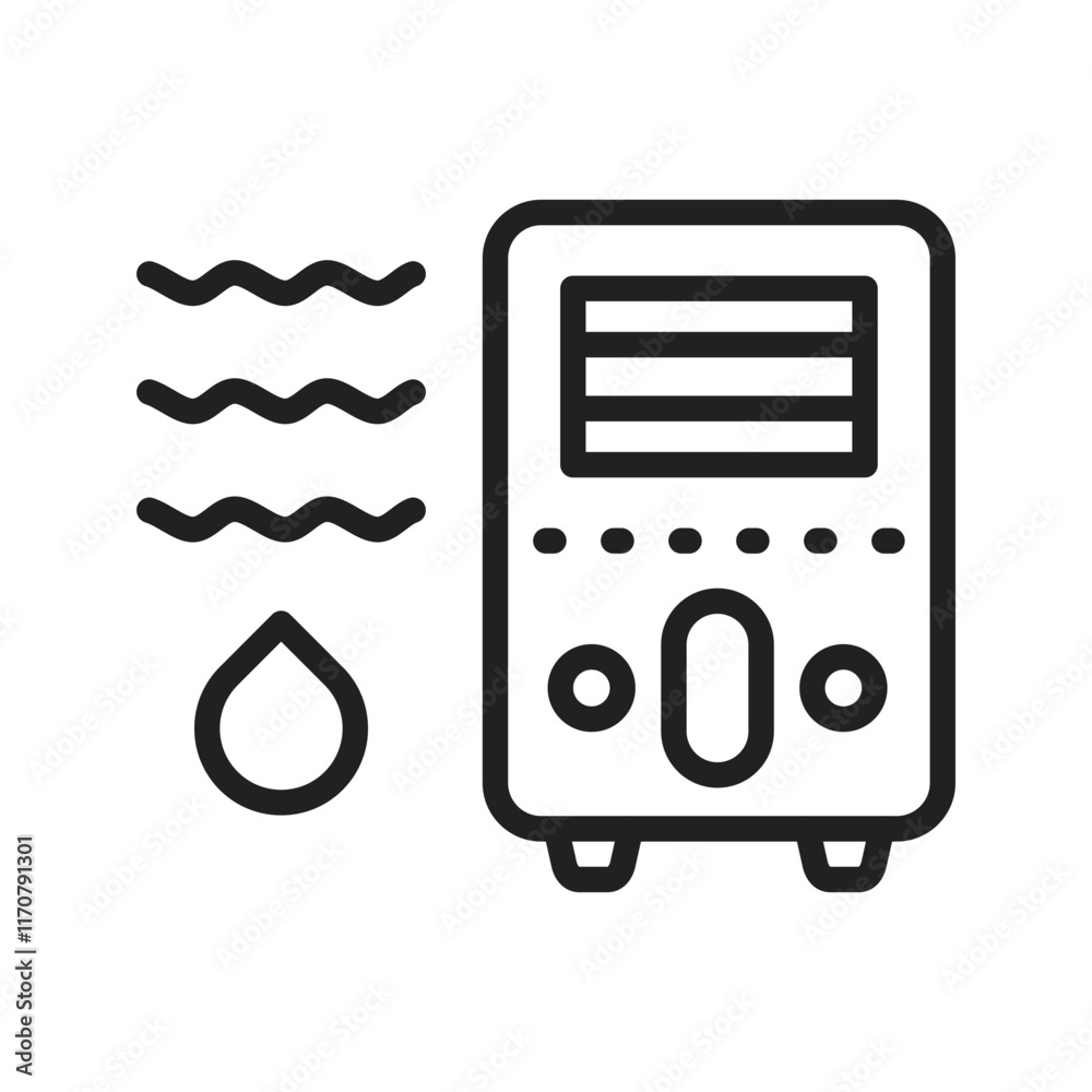 Air Humidifier icon vector image. Suitable for mobile apps, web apps and print media. Air Humidifier icon vector image. Suitable for mobile apps, web apps and print media.