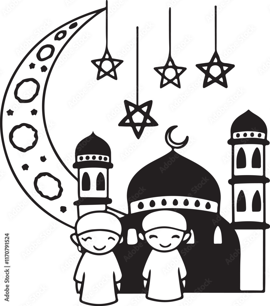 Ramadan Eid design icon set 