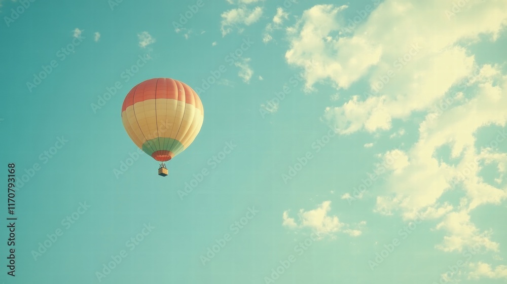 Fototapeta premium Serene Hot Air Balloon Soaring Through a Pastel Sky A Stunning Vista of Freedom and Adventure