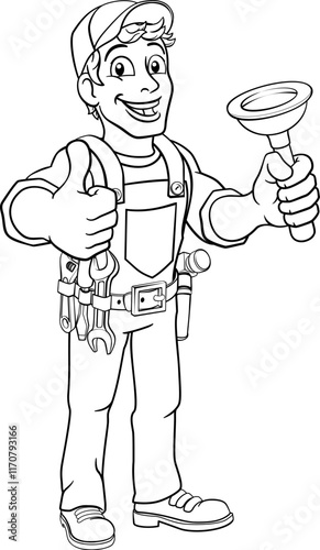 Plumber or handyman cartoon...