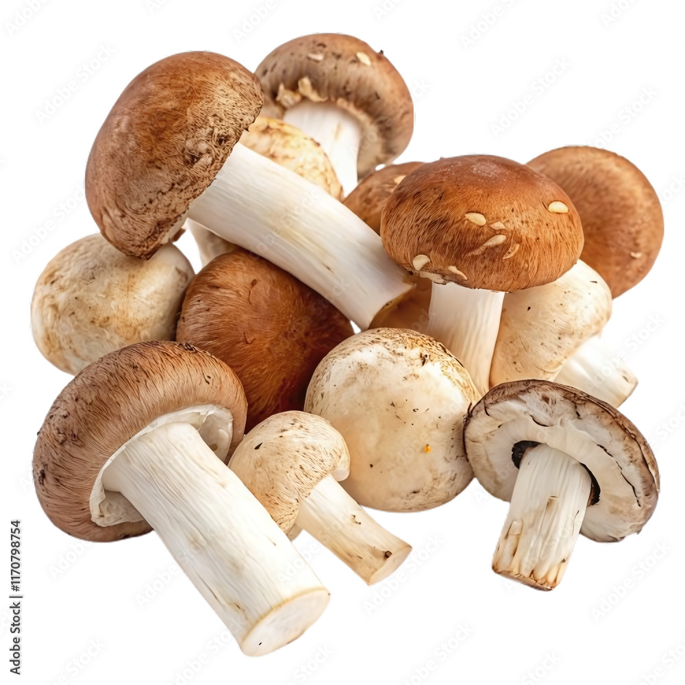 A Bunch Of Fresh Mushrooms In Natural Light. A Bunch Of Fresh Mushrooms In Natural Light.