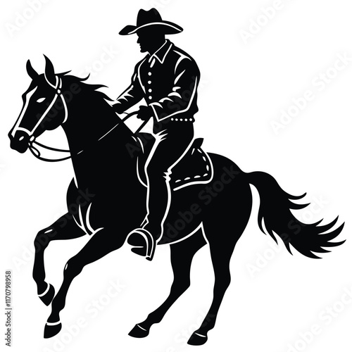 Silhouette of a horse and rider in motion