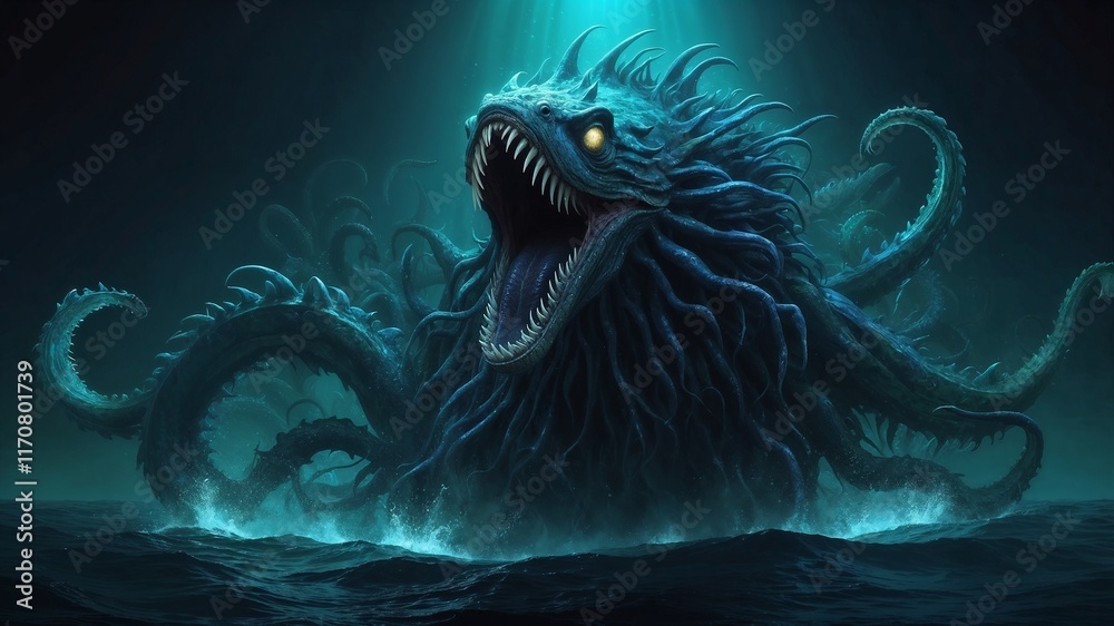 a giant sea monster lurking in the deep ocean a giant sea monster lurking in the deep ocean