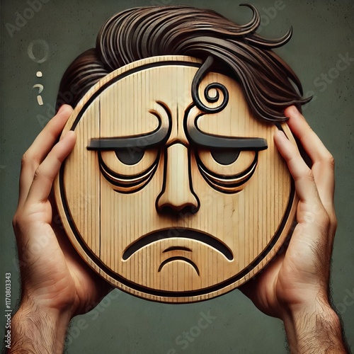 Discontent A face with a frown a droopy mouth and a dissatisfied