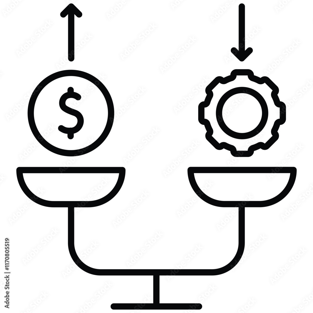 An icon related to Equity financing. Expenses and income balance. Vector editable stroke. Pixel perfect. 64 x 64 An icon related to Equity financing. Expenses and income balance. Vector editable stroke. Pixel perfect. 64 x 64