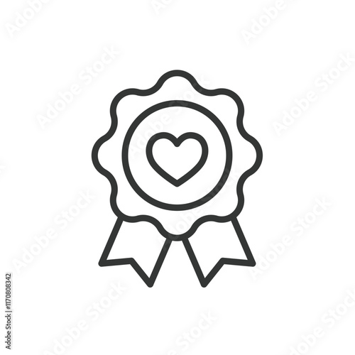 Brand loyalty, icon in line design. Brand loyalty, customer trust, brand commitment, client engagement, loyalty program on white background vector. Brand loyalty editable stroke icon