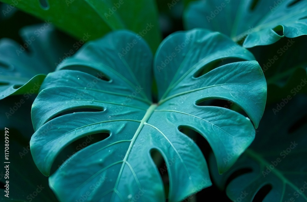 Fototapeta premium indoor tropical plant with carved leaves for interior. Background.